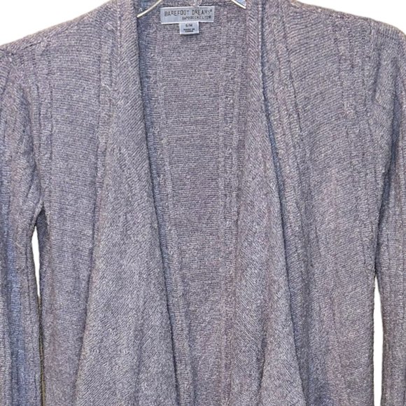 Barefoot Dreams Bamboo Chic Lite Lavender Tapered‎ Open Front Cardigan Size S/M - Picture 2 of 7